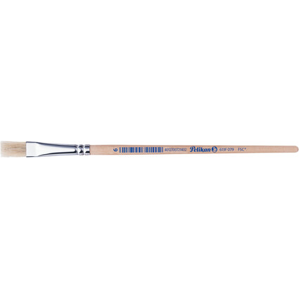 Pelikan Borstenpinsel 613 F, Gr. 6, unlackierter Holzstiel