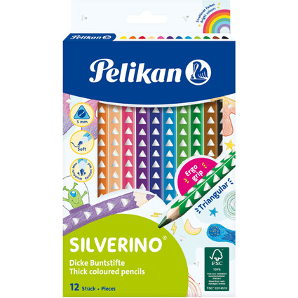 Pelikan Dreikant-Buntstifte SILVERINO dick, 12er Kartonetui