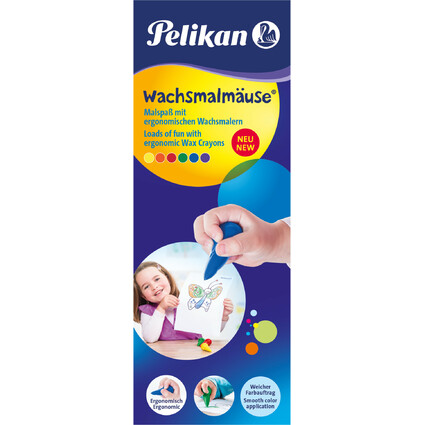 Pelikan Wachsmalmäuse, farbig sortiert, 6er Geschenk-Set