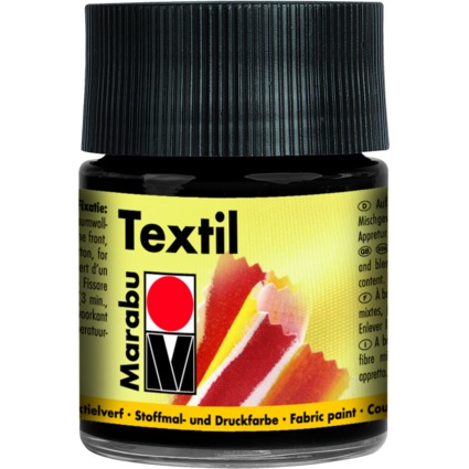 Marabu Textilfarbe "Textil", schwarz, 50 ml, im Glas