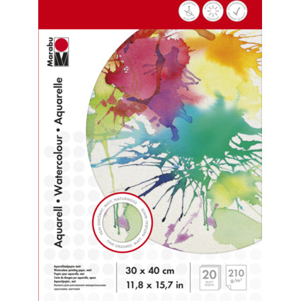 Marabu Aquarellblock, 300 x 400 mm, 210 g/qm, 20 Blatt