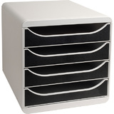 EXACOMPTA schubladenbox BIG-BOX, 4 Schbe, lichtgrau/schwarz