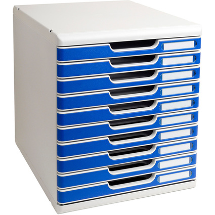EXACOMPTA Schubladenbox MODULO A4, 10 Schbe, blau