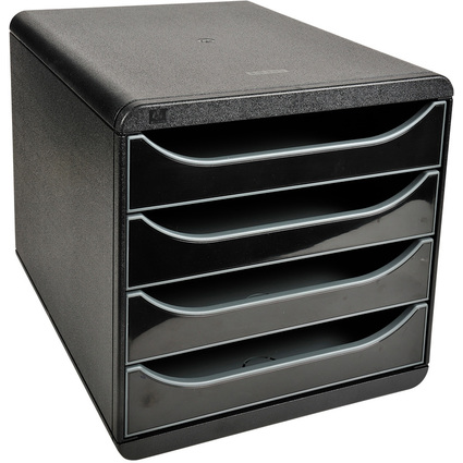 EXACOMPTA Schubladenbox BIG-BOX, 4 Schübe, schwarz glänzend