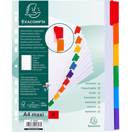 EXACOMPTA Karton-Register, DIN A4 berbreite, 6-teilig