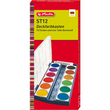 herlitz deckfarbkasten ST12, 12 Farben, aus Kunststoff