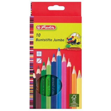 herlitz Buntstifte Jumbo, sechseckig, 10er Karton-Etui