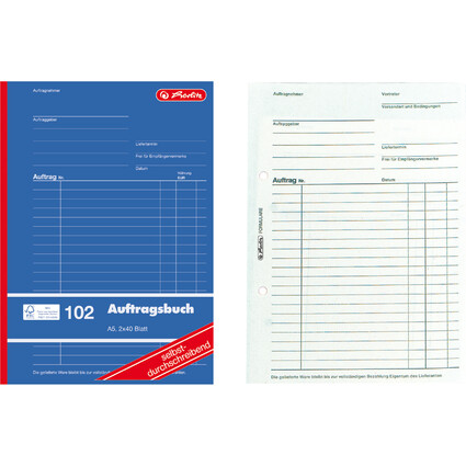 herlitz Formularbuch "Auftrag 102", DIN A5, 2 x 40 Blatt