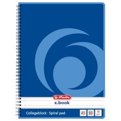 herlitz Collegeblock x.book DIN A5, 80 Blatt, liniert