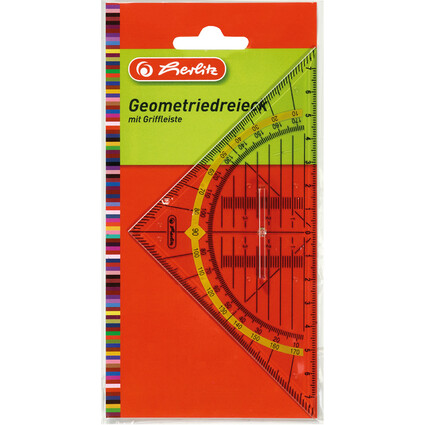 herlitz Geometriedreieck mit Griffleiste, Hypotenuse: 160 mm