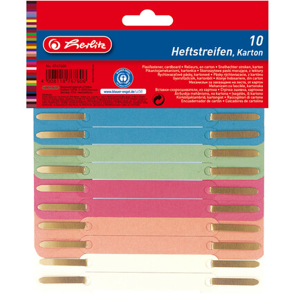 herlitz Heftstreifen 34 x 150 mm, RC-Karton, farbig sortiert