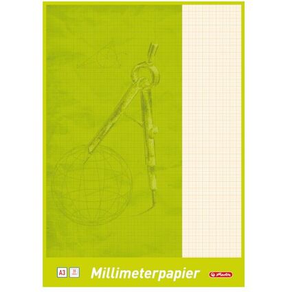 herlitz Millimeterpapier-Block DIN A3, 80 g/qm, 20 Blatt