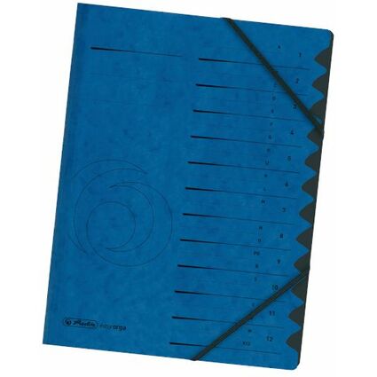 herlitz Ordnungsmappe easyorga, A4, Karton, 12 Fcher, blau