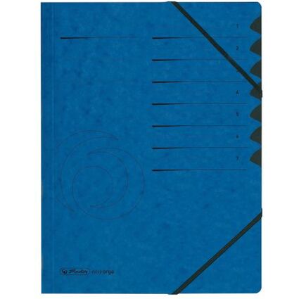 herlitz Ordnungsmappe easyorga, A4, Karton, 7 Fcher, blau