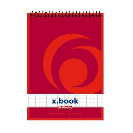 herlitz Spiralnotizblock x.book, DIN A6, 50 Blatt, kariert