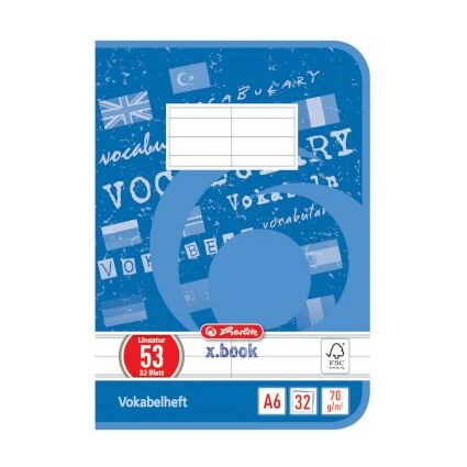 herlitz Vokabelheft x.book, DIN A6, 2-spaltig, 32 Blatt