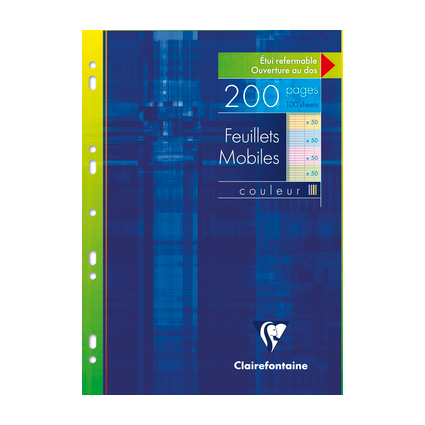 Clairefontaine Feuillets mobiles perfors couleur, A4, sys