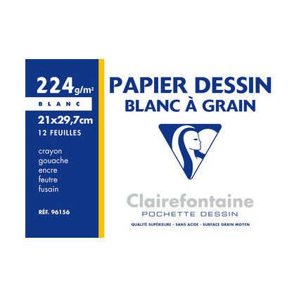 Clairefontaine Zeichenpapier "Blanc à Grain", 210 x 297 mm