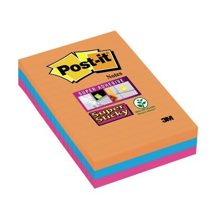 Post-it Haftnotizen Super Sticky Notes, 101 x 152mm, liniert