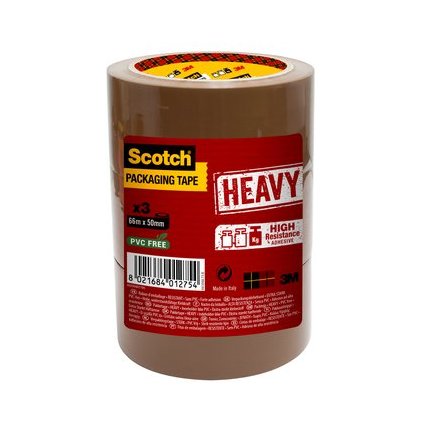 3M Scotch Verpackungsklebeband HEAVY, 50 mm x 66 m, braun