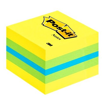 Post-it Haftnotiz-Wrfel Mini, 51 x 51 mm, gelbtne/blau