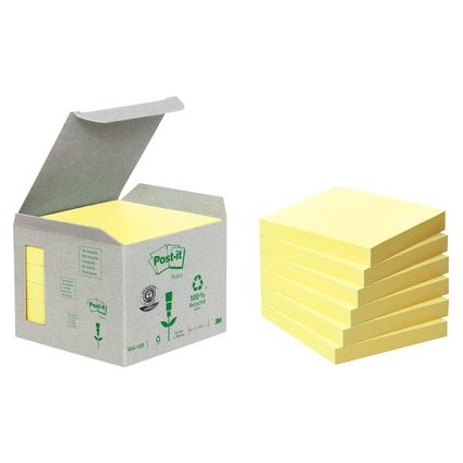 Post-it Haftnotizen Recycling, 76 x 76 mm, gelb