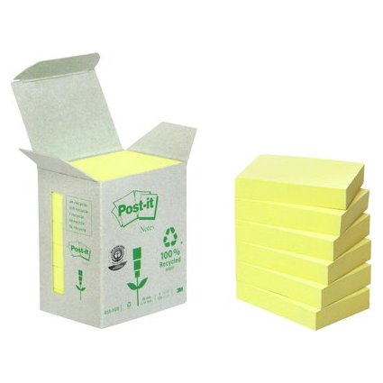 Post-it Haftnotizen Recycling, 38 x 51 mm, gelb