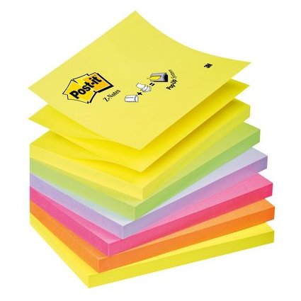 Post-it Haftnotizen Z-Notes, 127 x 76 mm, 6-farbig