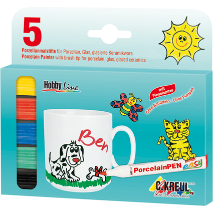 KREUL Porcelain Marker medium "Junior", 5er-Set