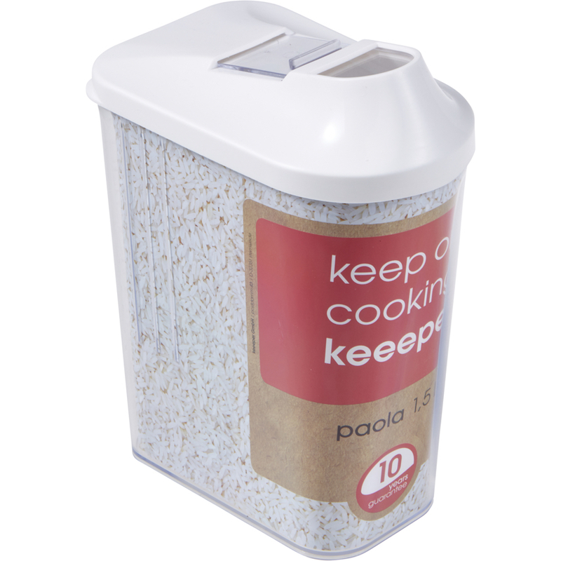 transparent keeeper Schüttdose /"paola/" 1,5 Liter weiß