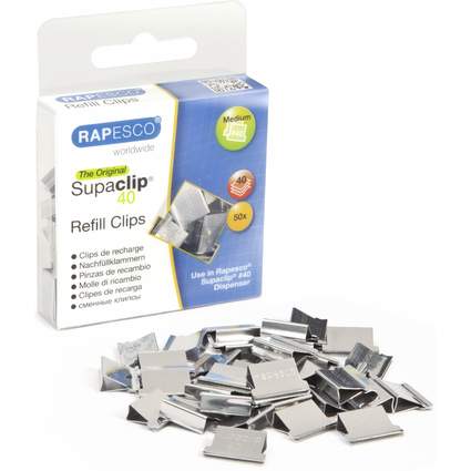 RAPESCO Dokumentenclips Supaclip 40, Edelstahl, 50 Stck