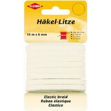 KLEIBER Hkel-Litze / gummiband (fein), 6 mm x 10 m, wei