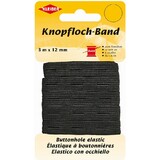 KLEIBER Knopflochband, 12 mm x 3 m, schwarz