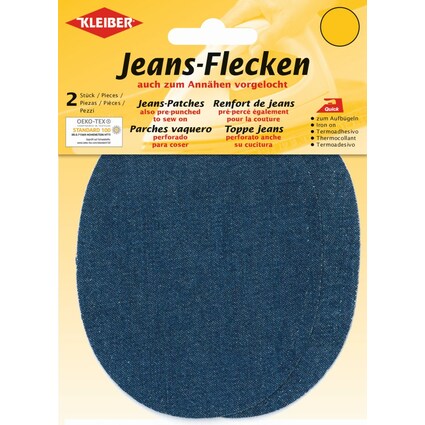 KLEIBER Jeans-Bgelflecken oval, 130 x 100 mm, mittelblau