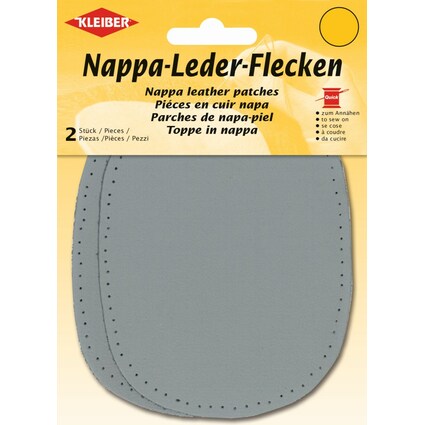 KLEIBER Nappa-Lederflecken oval, 100 x 125 mm, hellgrau